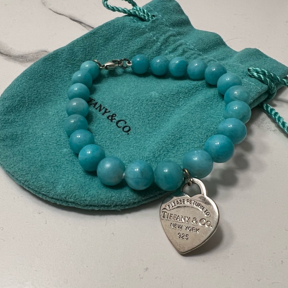 Tiffany Turquoise Heart Tag Bead Bracelet